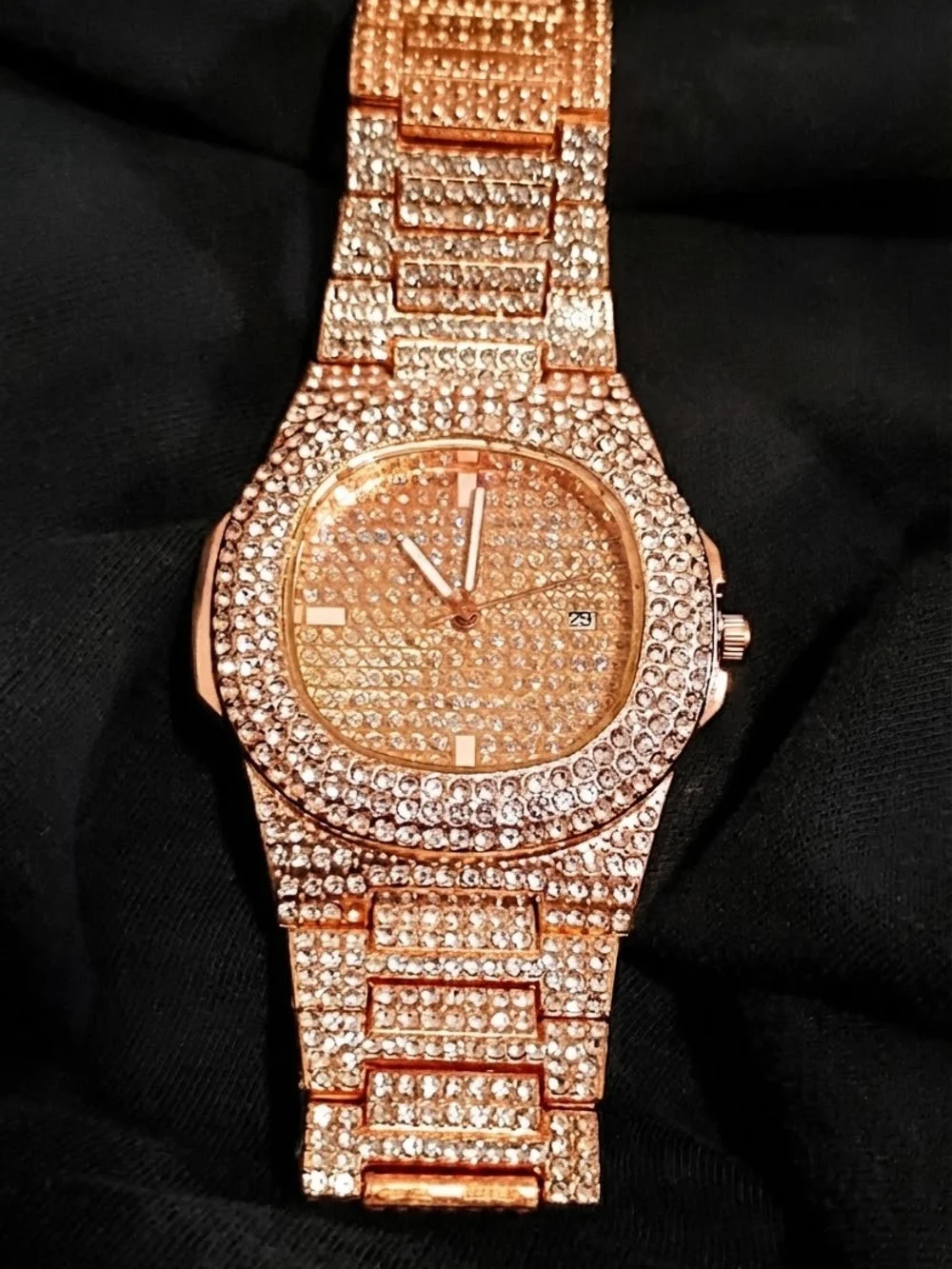 Luxury Rose Gold Pave Watch - Expensive Style NEW!